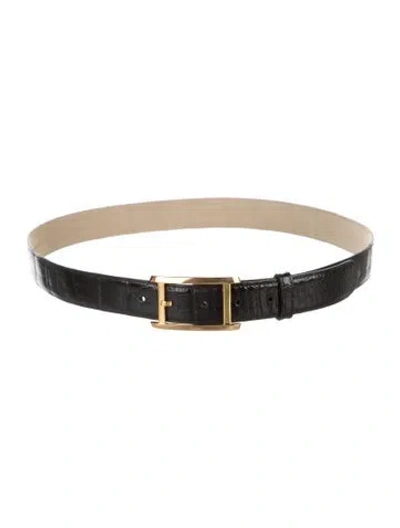 Pre-owned Cartier Skinny Alligator Belt In Black