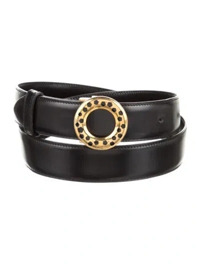 Pre-owned Cartier Skinny Leather Belt In Black