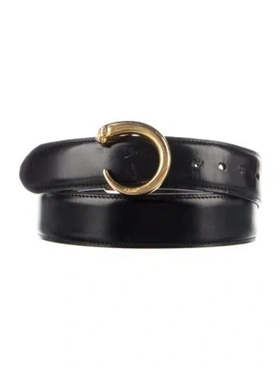 Pre-owned Cartier Skinny Leather Belt In Black