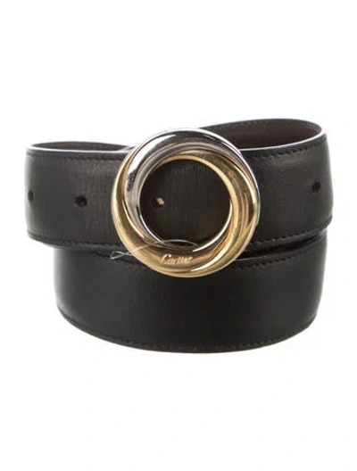 Pre-owned Cartier Skinny Leather Belt In Black