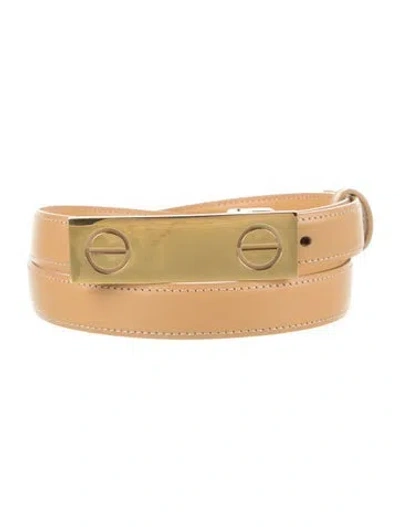 Pre-owned Cartier Skinny Leather Belt In Neutrals