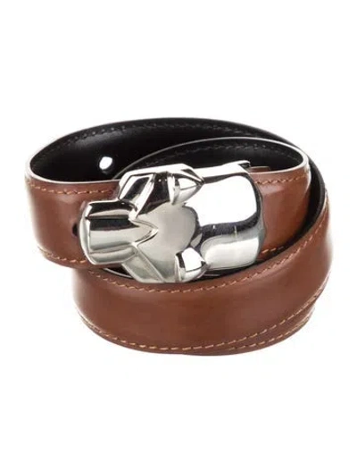 Pre-owned Cartier Skinny Leather Waist Belt In Brown
