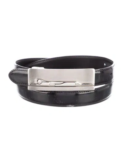 Pre-owned Cartier Skinny Patent Leather Waist Belt In Black