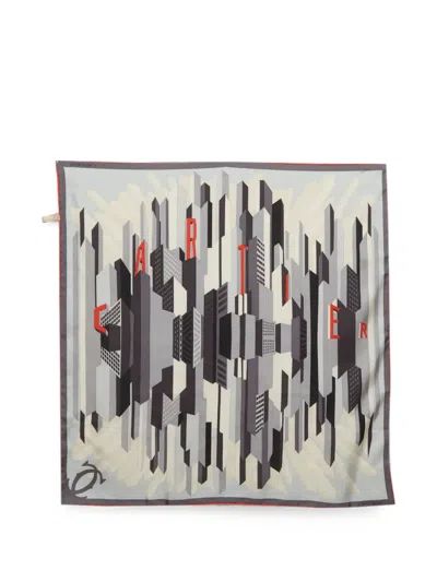 Pre-owned Cartier Skyline-print Square Scarf In Neutral