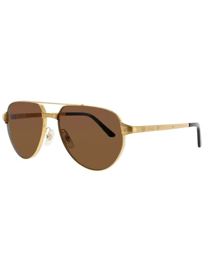 Cartier Sleek Metal Sunglasses For Men In Brown