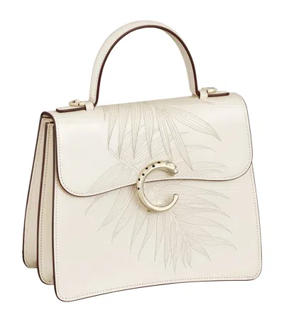 Cartier Small Leather Panthère C De  Top-handle Bag In White