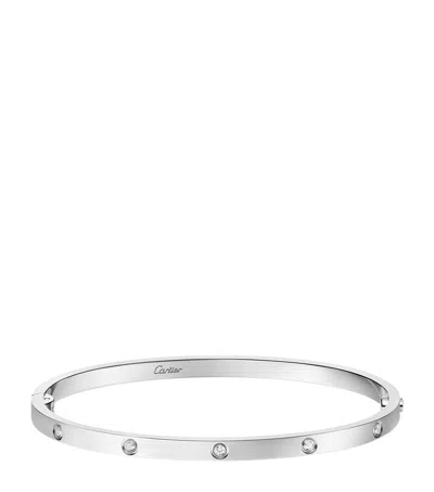Cartier Small White Gold And Diamond Love Bracelet In Metallic