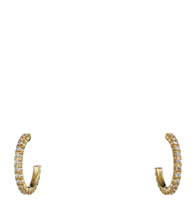 Cartier Small Yellow Gold And Diamond Étincelle De  Hoop Earrings In Brown
