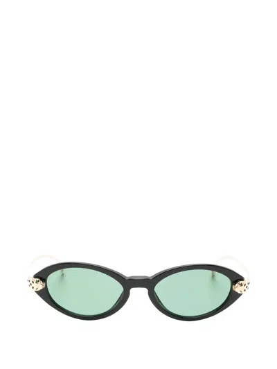 Cartier Sonnenbrille Mit Ovalem Gestell In Black