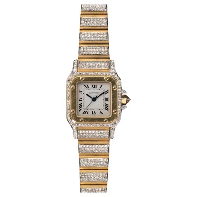 Pre-owned Cartier Special Order Santos Carree 170916 Factory Pave Diamonds Deux Or In Multi