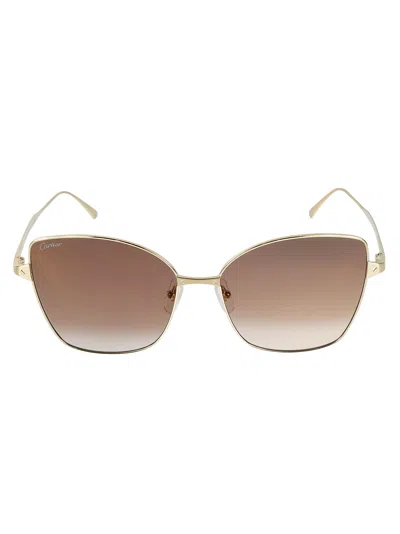 Cartier Square Cat Frame Sunglasses In Gold