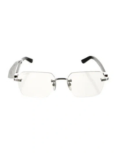 Pre-owned Cartier Square Eyeglasses W/ Tags In Metallic/silver