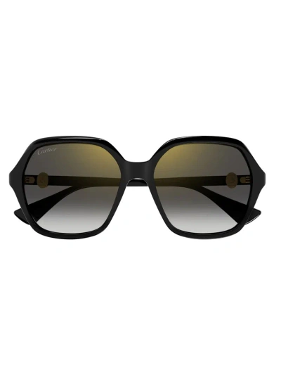 Cartier Square Frame Sunglasses In Black