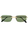 Cartier Rectangular Frame Sunglasses In Gold