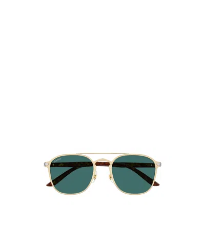 Cartier Square Frame Sunglasses In Green
