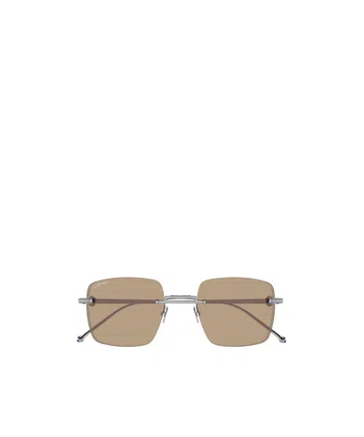 Cartier Square Rimless Sunglasses In Burgundy