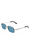 Cartier Square Sunglasses, 55mm In Silver/blue Solid