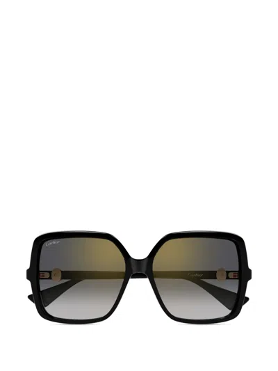 Cartier Square Frame Sunglasses In Black