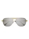 Cartier Santos Brushed Pilot Frame Sunglasses In Gold