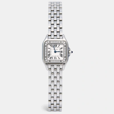 Pre-owned Cartier Stainless Steel Quartz Small Model W4pn0007 22 Mm X 30 Mm Watch In White