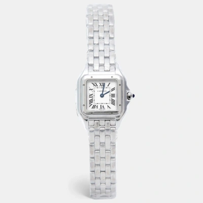 Pre-owned Cartier Stainless Steel Quartz Small Model Wspn0006 22 Mm X 30 Mm Watch In White