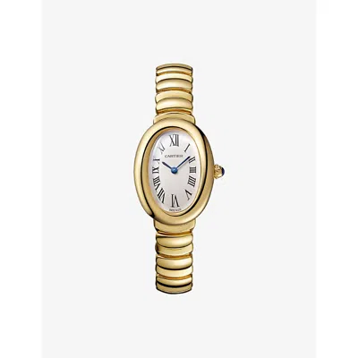 Cartier Steel Baignoire De  Small 18ct Yellow-gold Quartz Watch In Gray