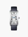 Cartier Steel Crwsta0102 Tank Americaine Large And Leather Mechanical Watch In Steel