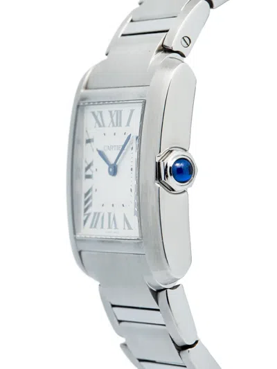 Pre-owned Cartier Steel Rectangular 20mm Tank Francaise In White