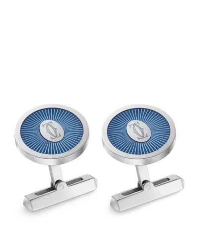 Cartier Sterling Silver Double C De  Cufflinks In Metallic