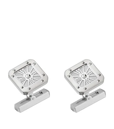 Cartier Sterling Silver Santos De  Cufflinks In Metallic