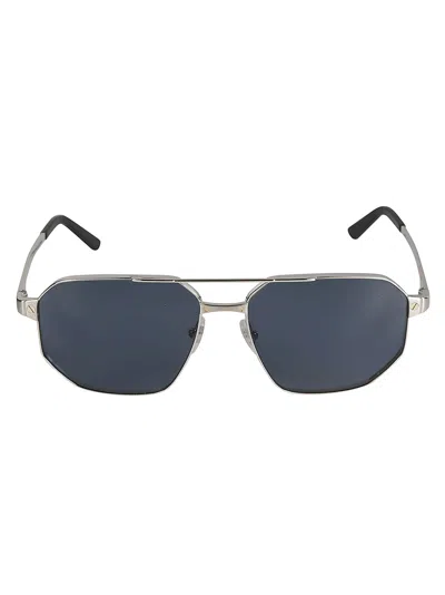 Cartier Straight Bridge Logo Sided Sunglasses In Blue