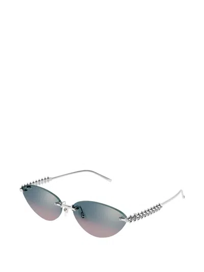 Cartier Stud-embellished Cat-eye Sunglasses In Silver
