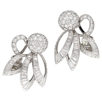 Pre-owned Cartier Stylized Floral Earclips In Multi