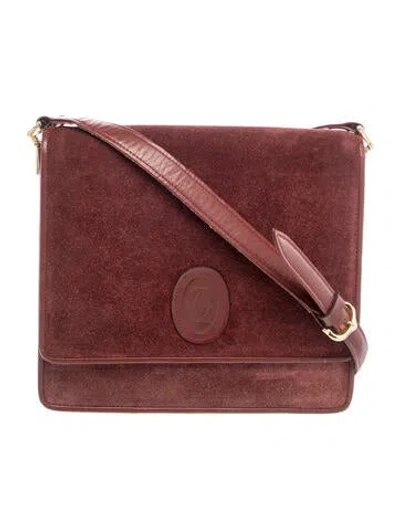 Pre-owned Cartier Suede Shoulder Bag Vintage In Red