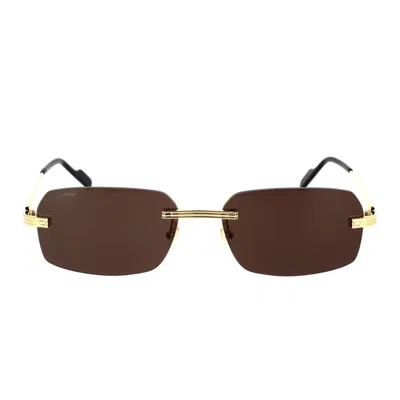 Cartier Sunglasses In 001 Gold Gold Grey