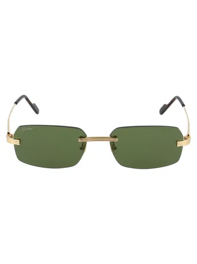 Cartier Sunglasses In 002 Gold Gold Green