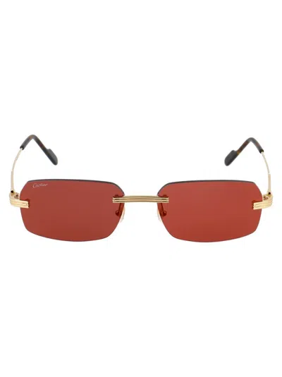 Cartier Sunglasses In 004 Gold Gold Red