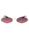 Cartier Panthère De  Geometric Sunglasses In 004 Gold Gold Violet