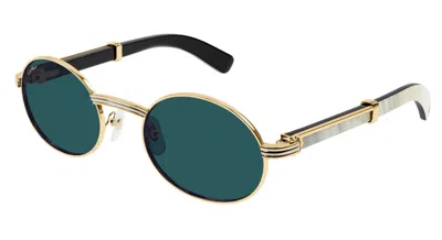 Pre-owned Cartier Sunglasses Ct0464s 003 Gold Genuine White Horn Unisex In Green