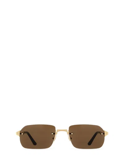 Cartier Sunglasses In 002 Gold Gold Brown