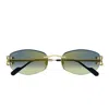 Cartier Gradient Metal Rectangle Sunglasses In Gold