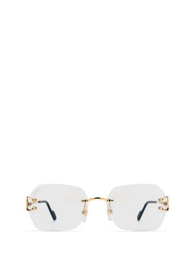 Cartier Womens Gold Ct0416o Square-frame Metal Optical Glasses