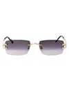 Cartier Men's Ct0550sm Metal Rectangle Sunglasses In Gold-gold-grey