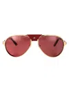 Cartier Navigator-frame Sunglasses In Gold-gold-red