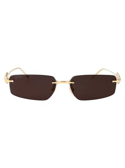 Cartier Sunglasses In Gold-gold-smoke