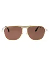 Cartier Santos De  Ct0532s-004 - Gold Sunglasses In Gold-silver-brown