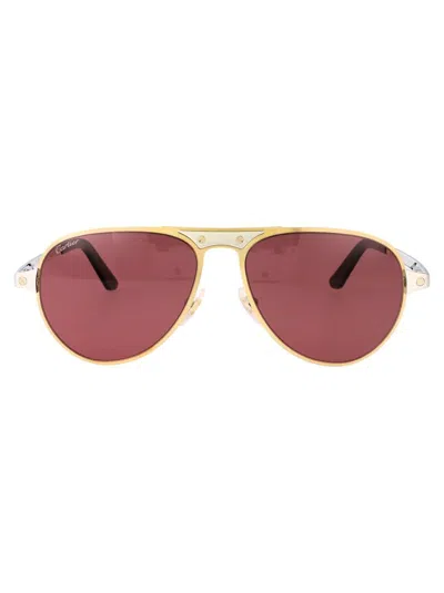 Cartier Sunglasses In Gold-silver-red