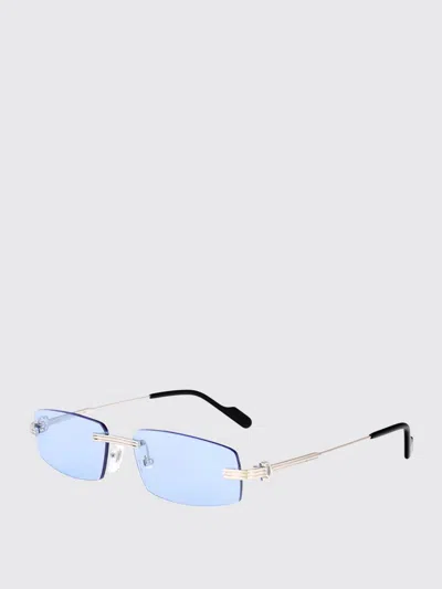Cartier Sunglasses Men Silver In Blue