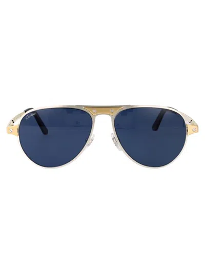 Cartier Sunglasses In Silver-gold-blue