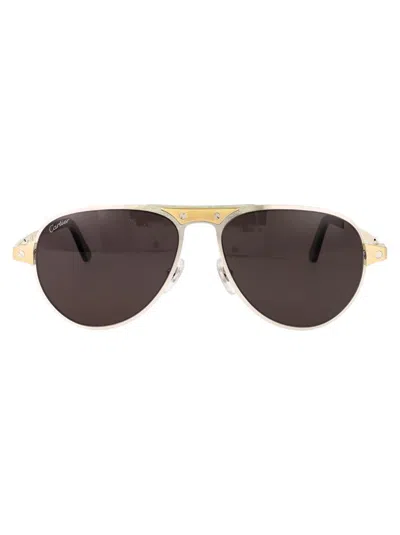 Cartier Sunglasses In Silver-gold-grey